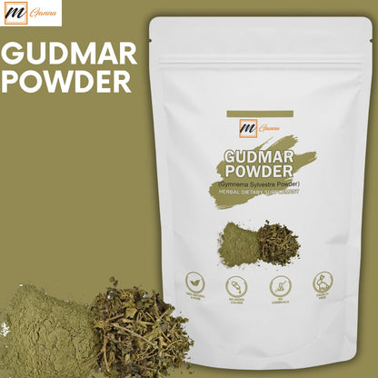 Gymnema Sylvestre pure natural powder texture details close up view