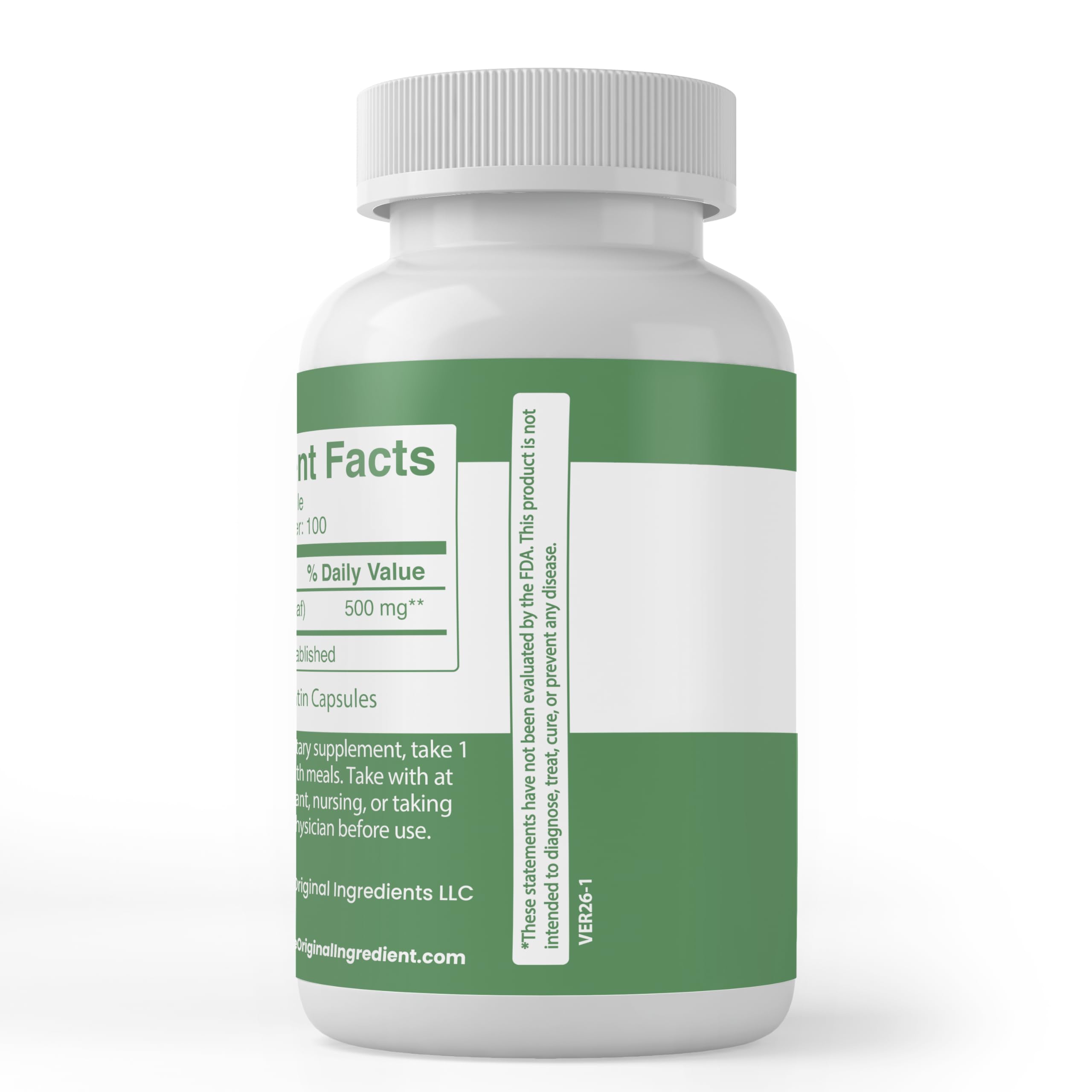 Pure Original Ingredients Gymnema Sylvestre herbal supplement label details and nutrition facts close up