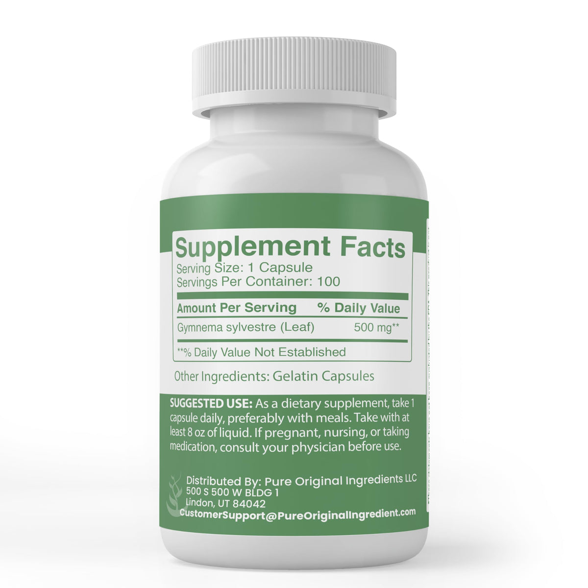 Authentic USA imported Gymnema Sylvestre capsules bottle showing lab verified seal