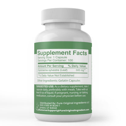 Authentic USA imported Gymnema Sylvestre capsules bottle showing lab verified seal