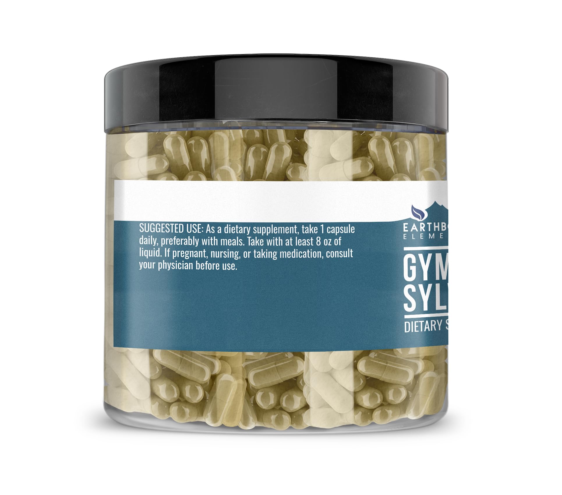 Earthborn Elements Gymnema Sylvestre pure undiluted supplement bottle side view showing details