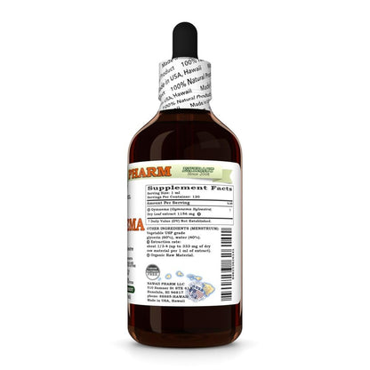 Hawaii Pharm Gymnema Sylvestre herbal supplement label details showing vegetable glycerin base