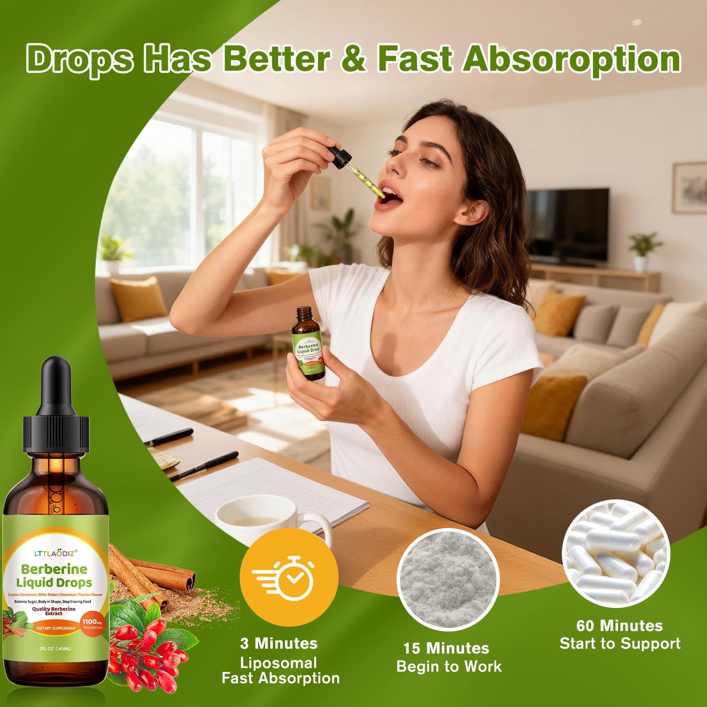 Premium wellness imported liquid berberine drops for weight management support