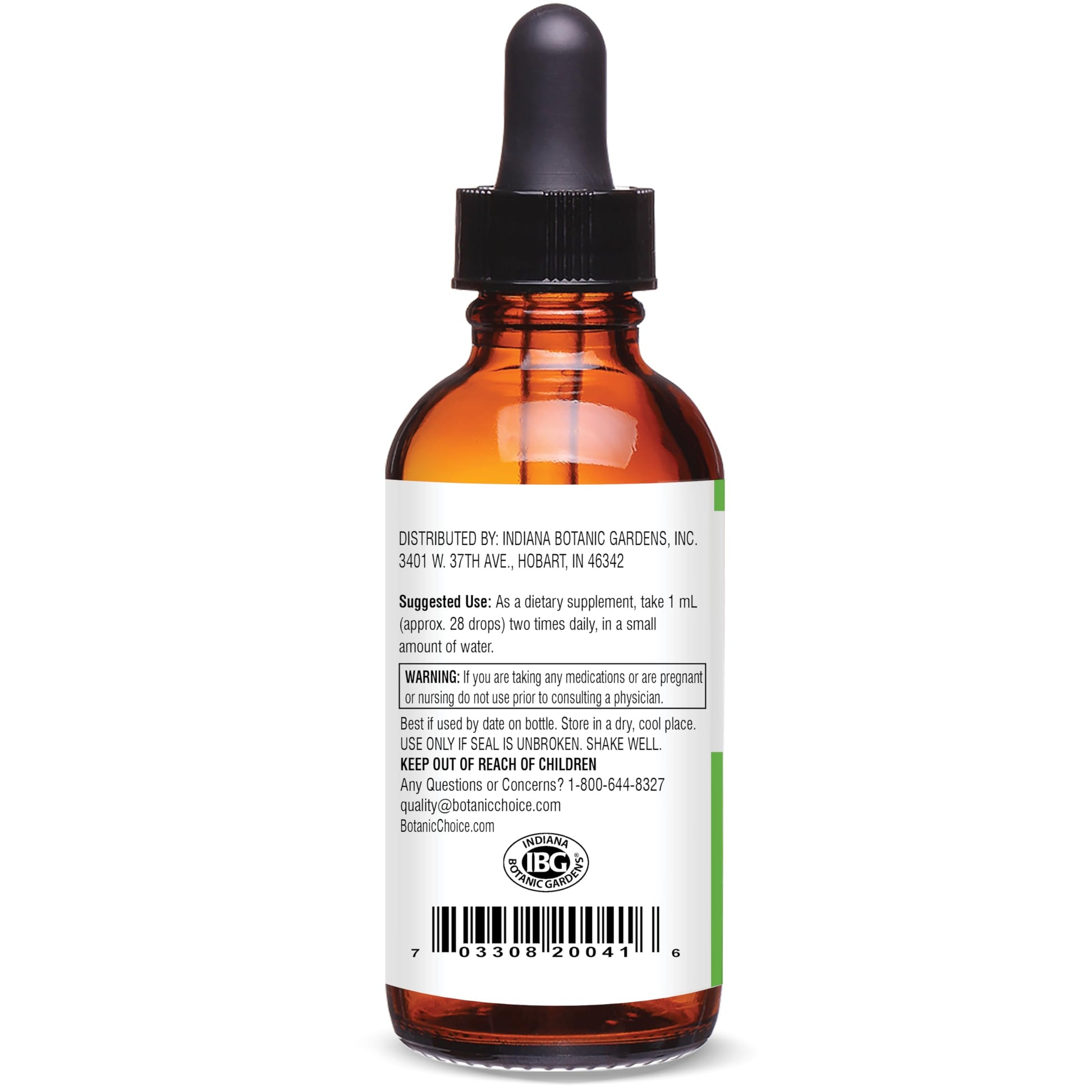 Side profile of the non GMO gluten free USA imported Botanic Choice sugar destroyer liquid extract packaging.