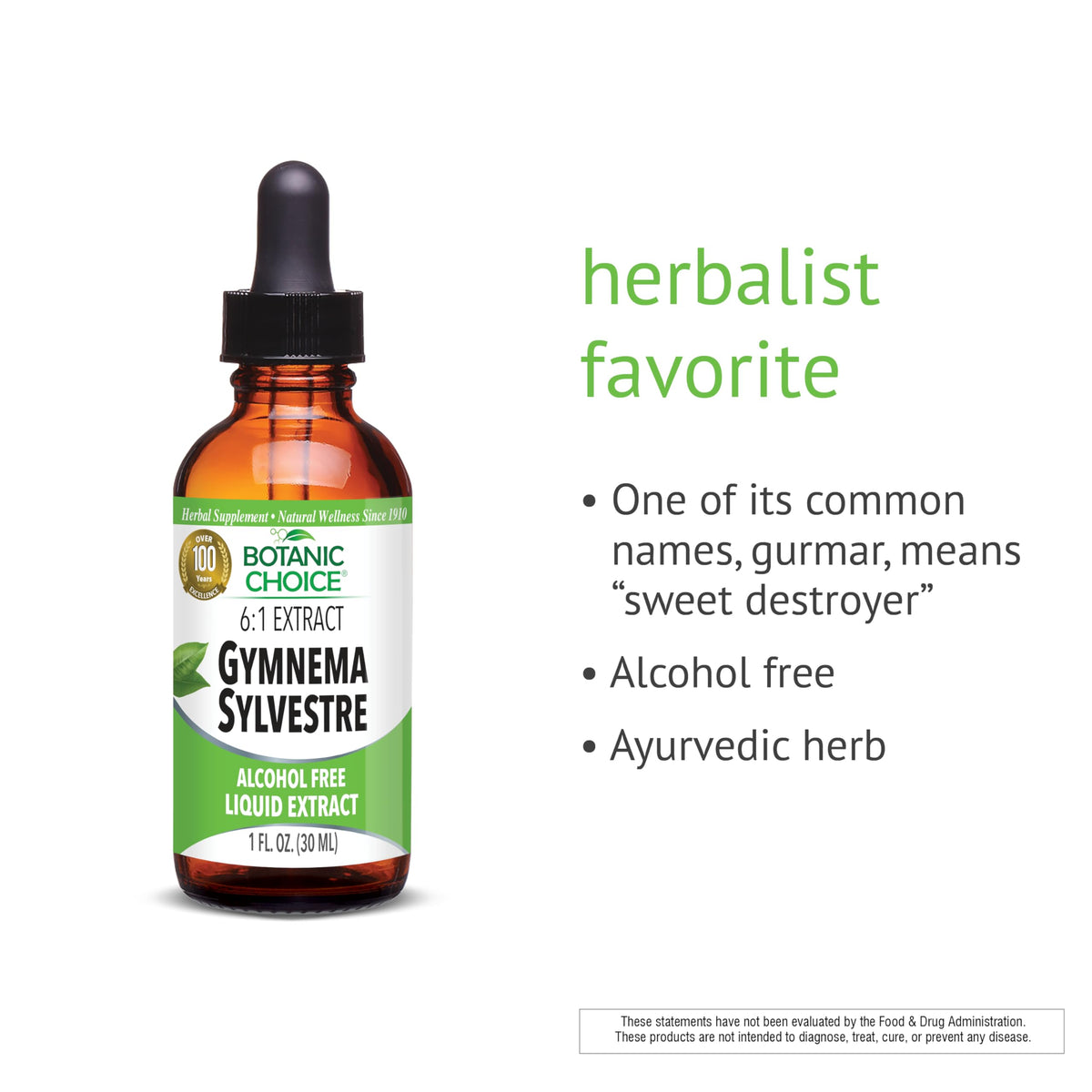 Close up view of the convenient liquid dropper mechanism on the Botanic Choice herbal supplement bottle.