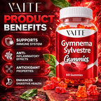 VAITE Gymnema Sylvestre chewable supplement bottle displaying the 20 to 1 leaf extract potency details