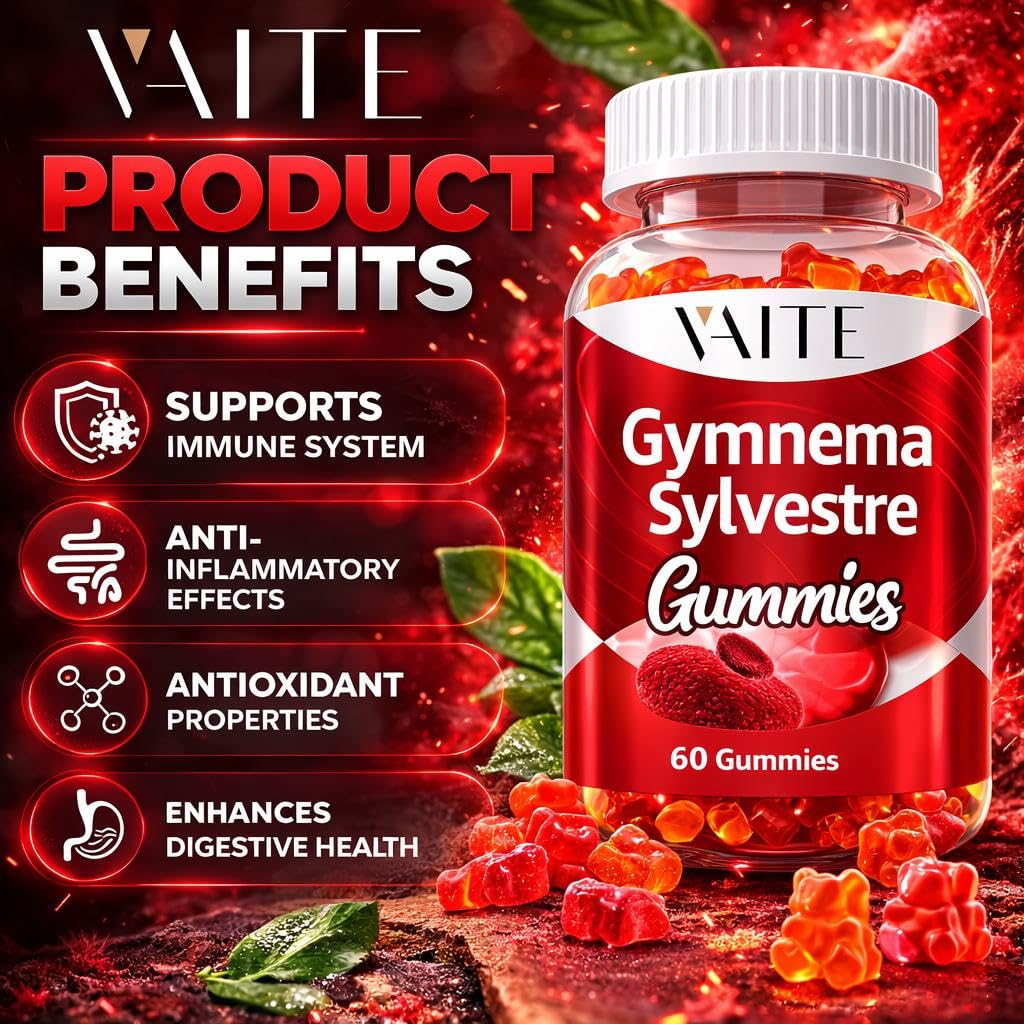 VAITE Gymnema Sylvestre chewable supplement bottle displaying the 20 to 1 leaf extract potency details