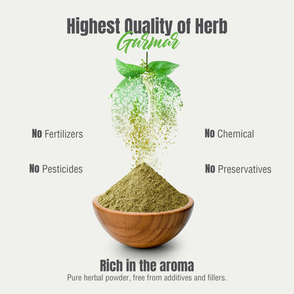 Manufacturing details and Good Manufacturing Practices certification seal on Herbsforever organic powder packaging.