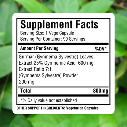 Herbsforever Gymnema Sylvestre non-GMO and vegan certification seals on bottle