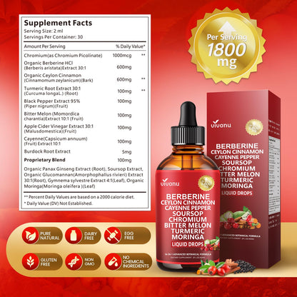 Full packaging view of the USA imported VivoNu berberine liquid tincture for wellness