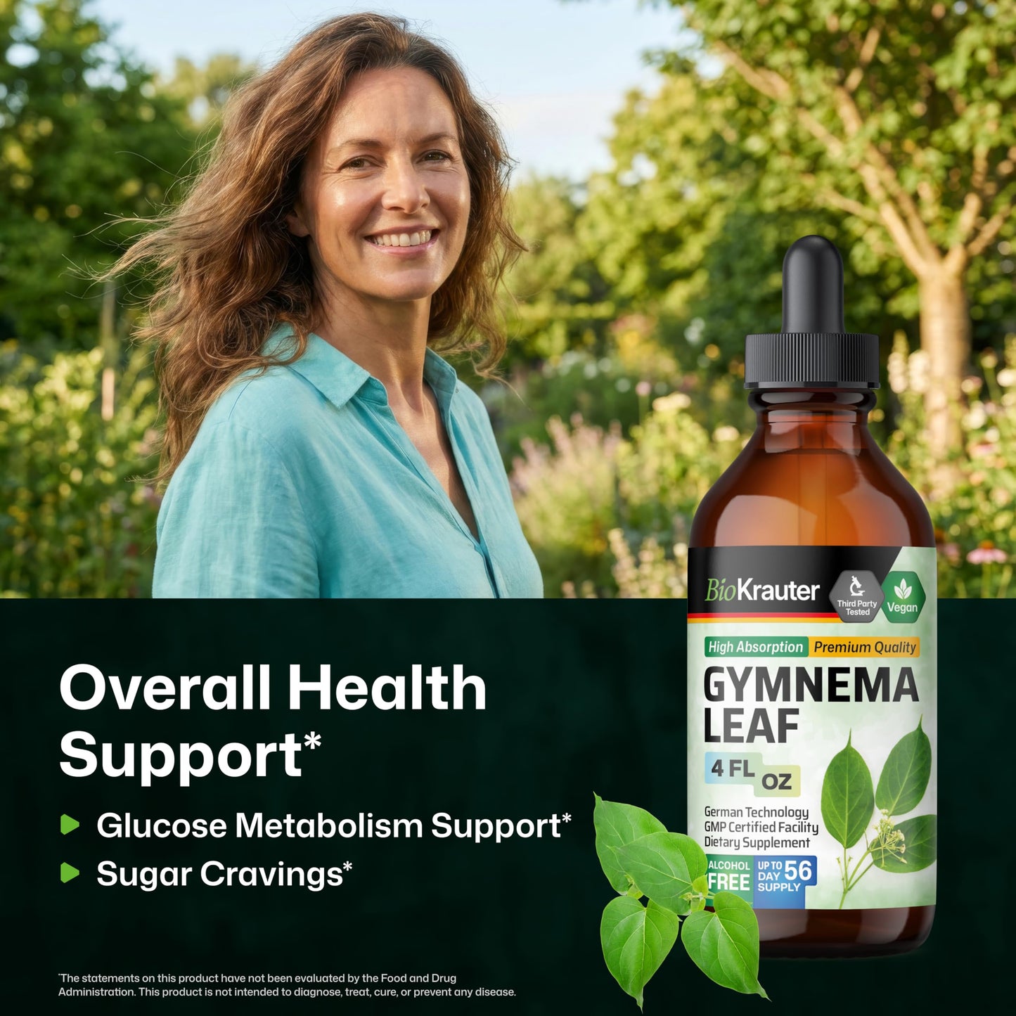 BIO KRAUTER Gymnema tincture bottle showing authentic ingredient panel and vegan certification