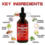 Back label of Burdvmd Trttvre Berberine Drops showing the 10-in-1 herbal ingredients and chromium blend.