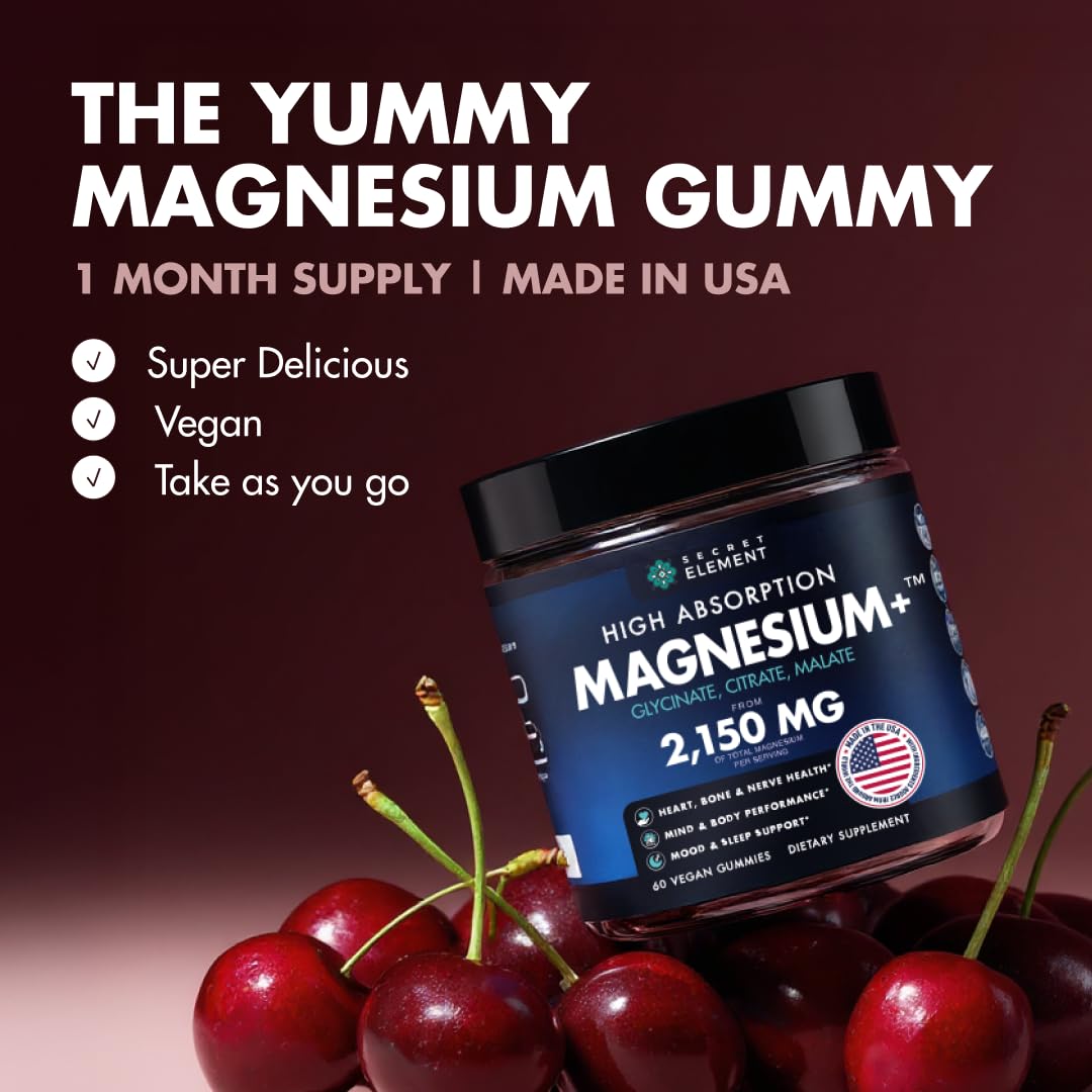 Secret Element Magnesium Gummies cherry flavor 60 count supplement