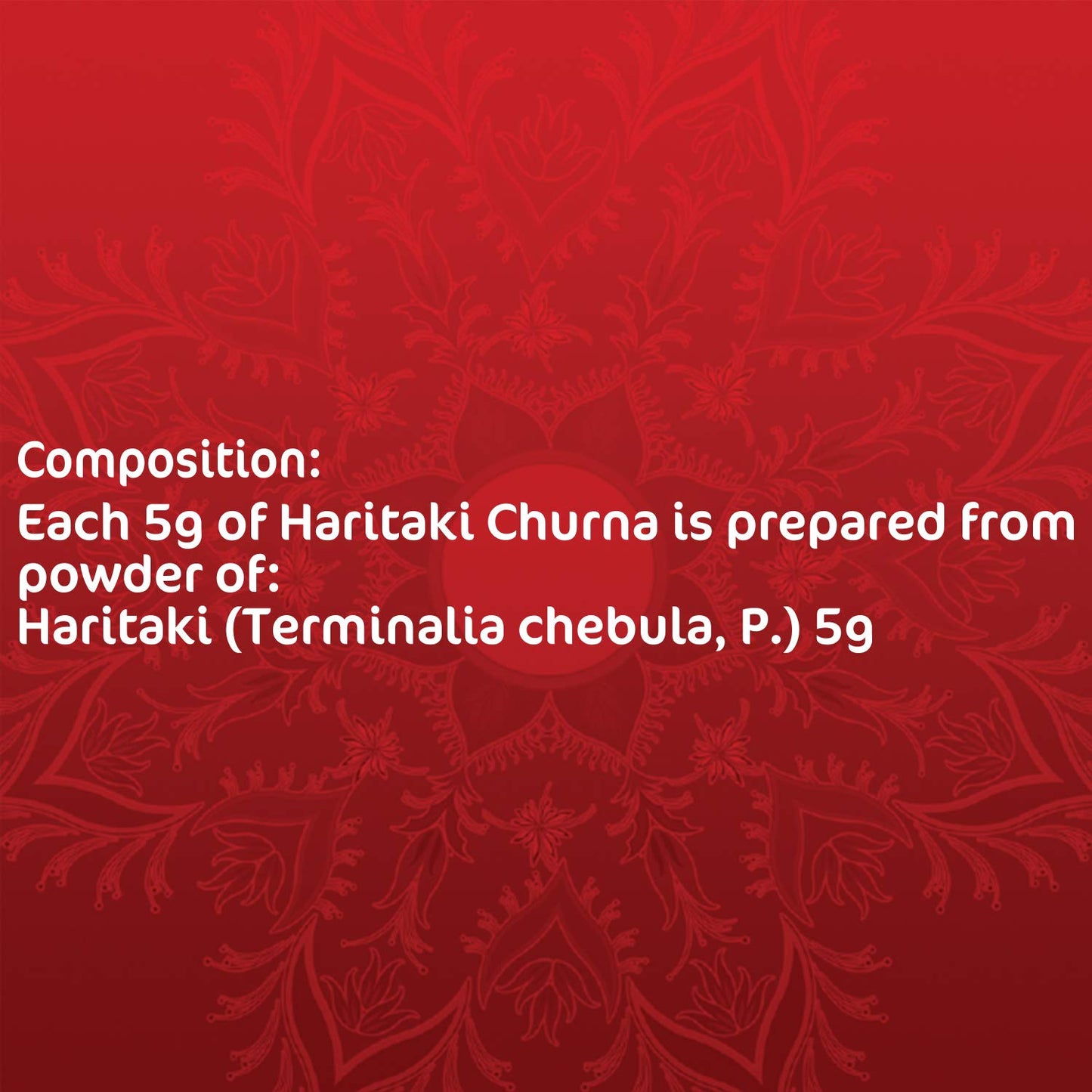 Dabur Haritaki digestive powder 100 grams bottle showing ingredients list
