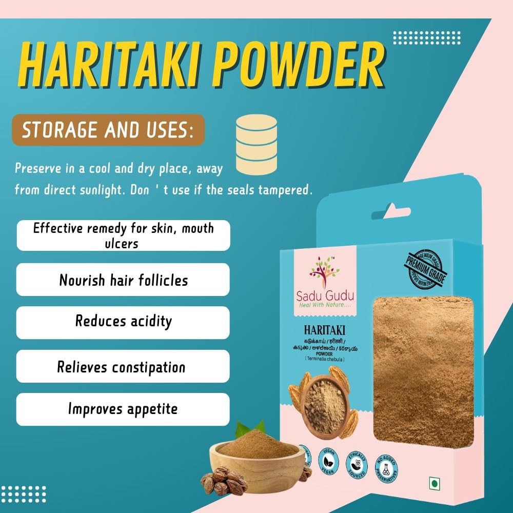 Natural Terminalia chebula herbal powder jar