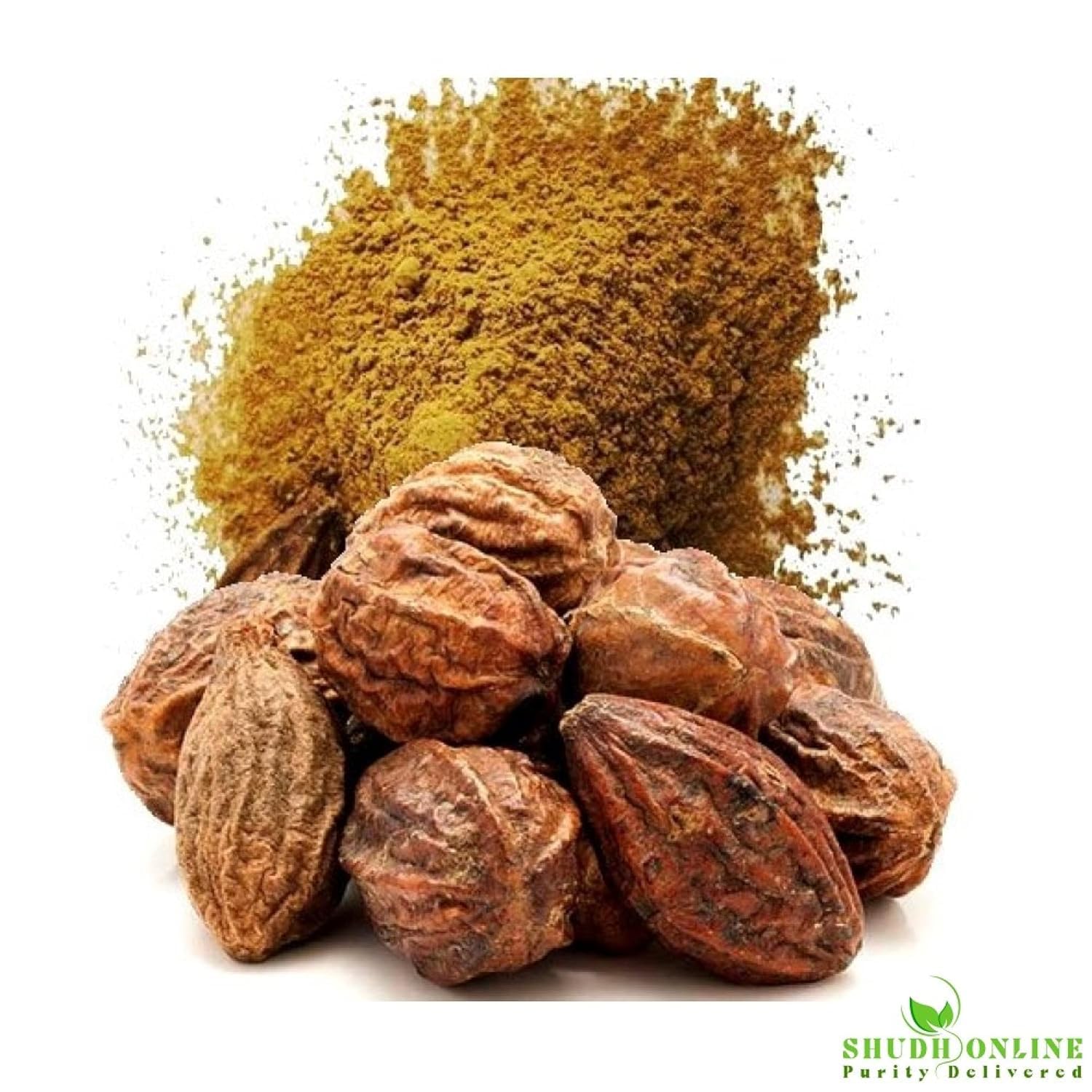 Natural Haritaki Inknut powder texture close up