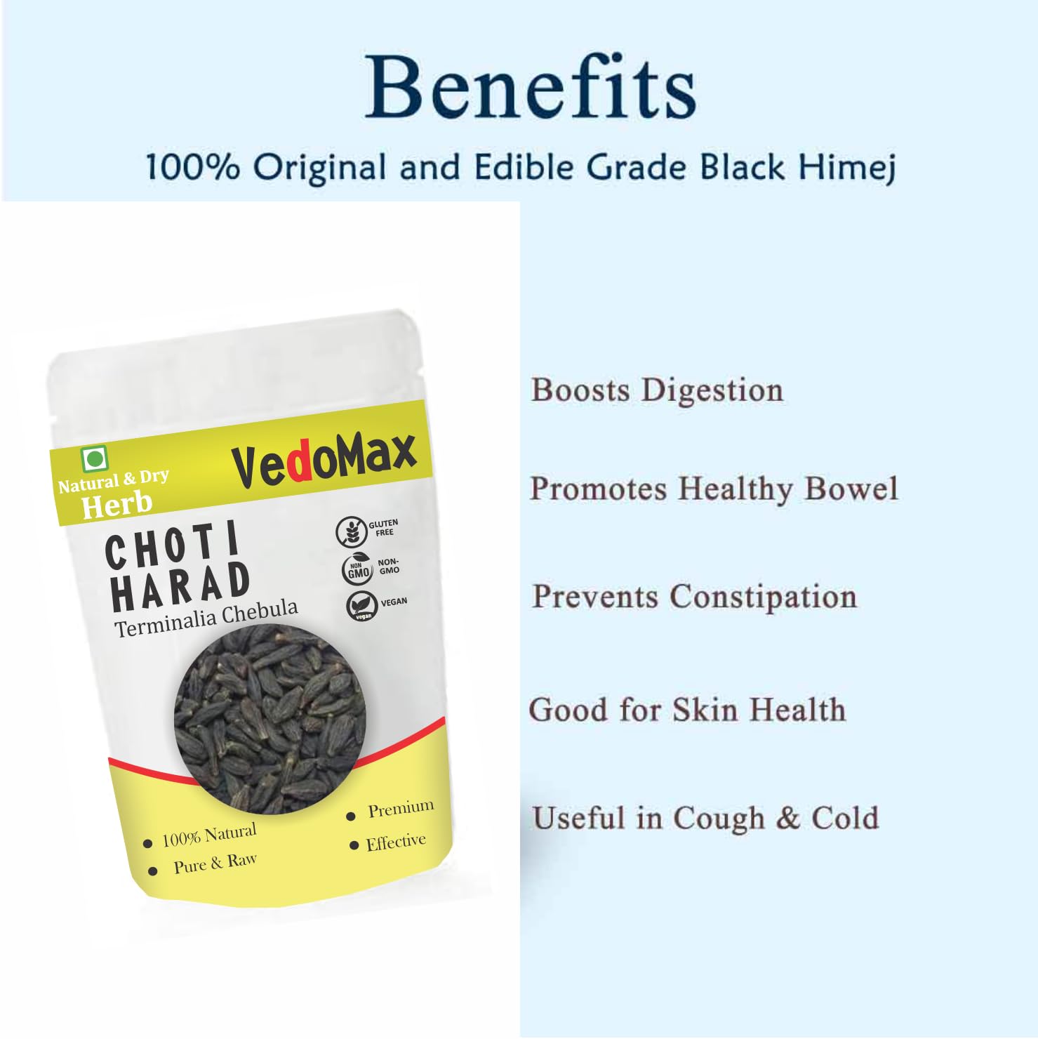 VedoMax Choti Harad organic herbal supplement packaging