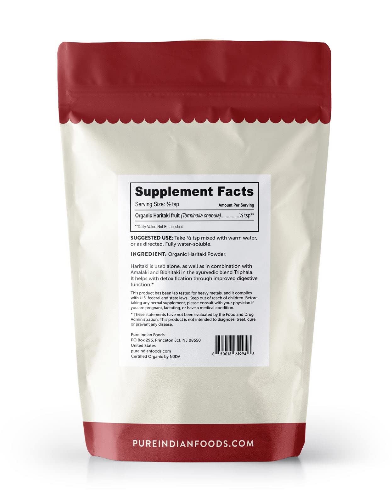 Close up of Pure Indian Foods Haritaki powder texture