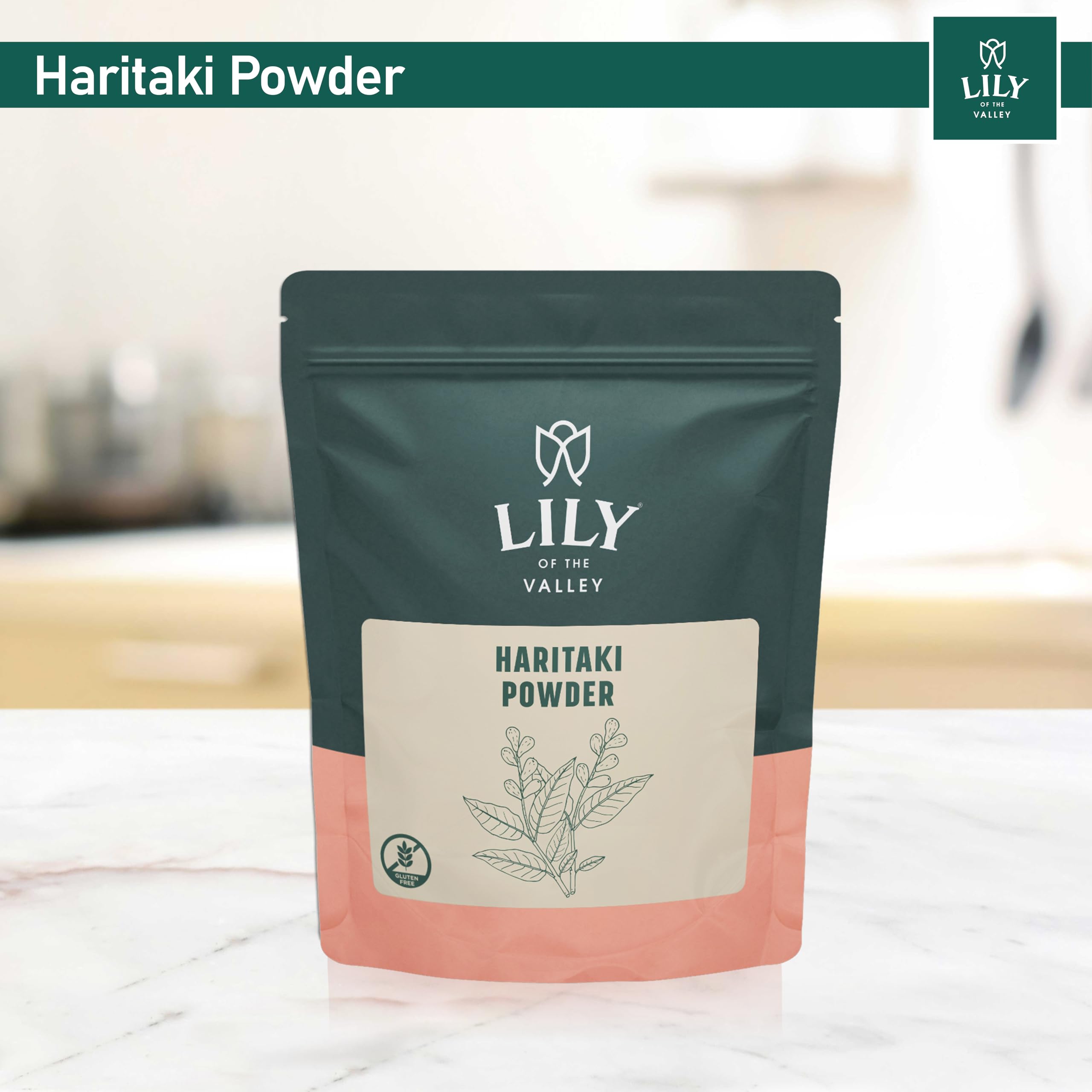Close up of Lily of the Valley Haritaki powder texture