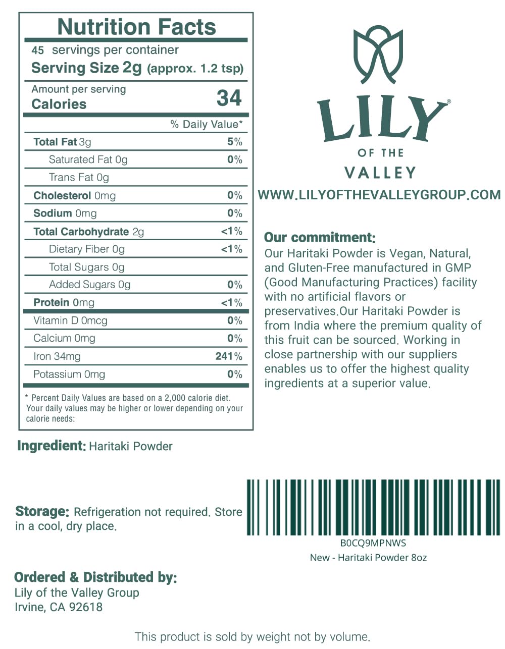 Standard packaging of Lily of the Valley Haritaki herb