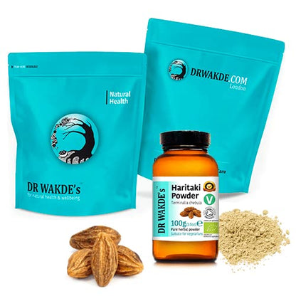 DR WAKDE'S Terminalia Chebula Hirda powder fine texture close up shot