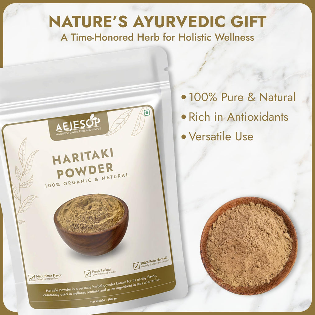 Side view of Aejesop Haritaki Ayurvedic health powder