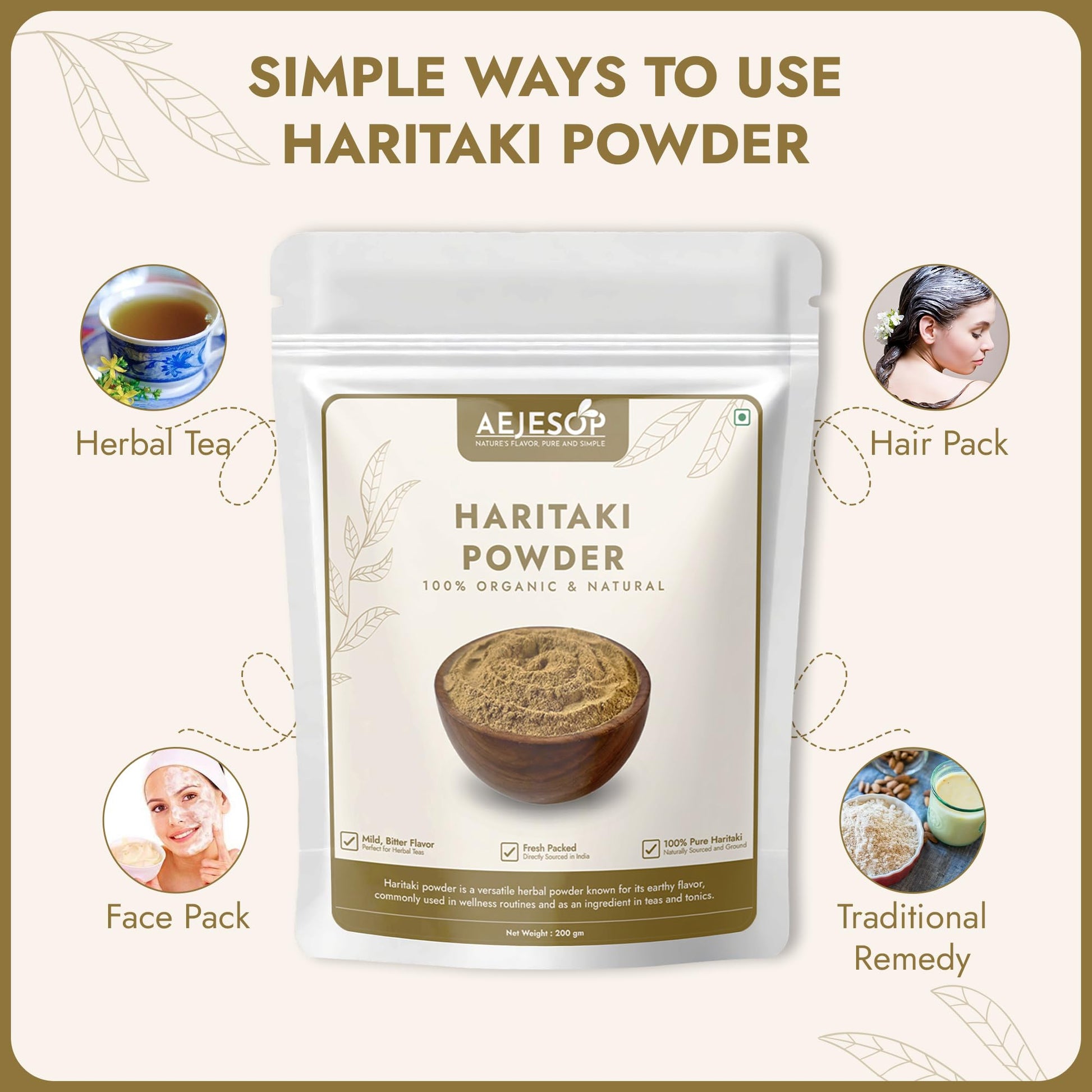 Aejesop Haritaki powder texture in a spoon