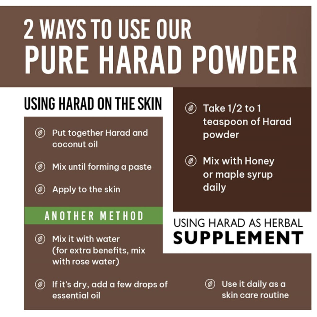 Pure Terminalia Chebula Harad powder texture showing fine organic consistency.