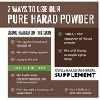 Pure Terminalia Chebula Harad powder texture showing fine organic consistency.