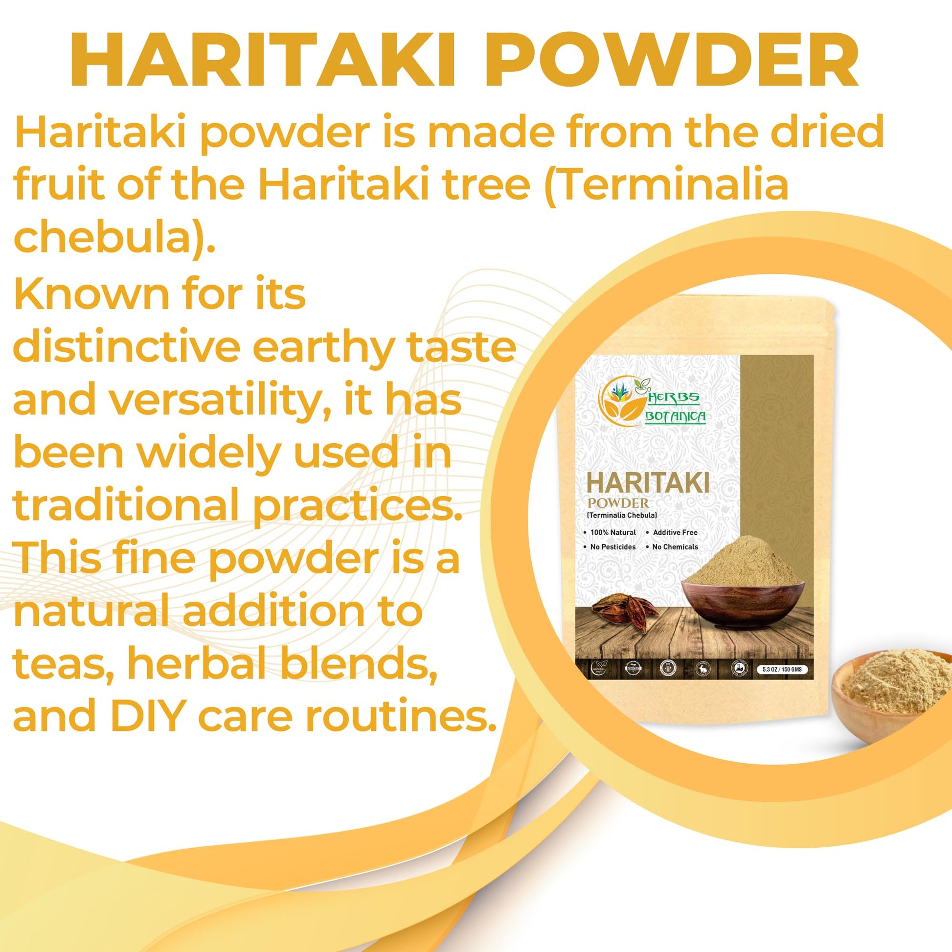 Finely milled Herbs Botanica Haritaki Ayurvedic powder for natural colon cleanse