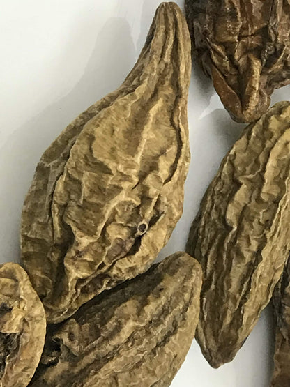Dried Terminalia Chebula whole fruits displayed outside the Sanaa Zesty packaging.