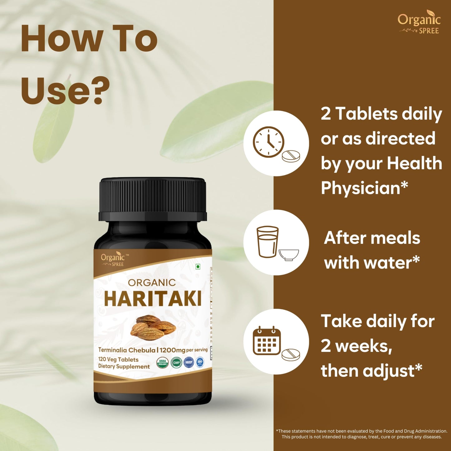 Organic Spree Haritaki bottle nutrition facts