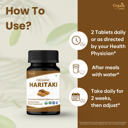 Organic Spree Haritaki bottle nutrition facts