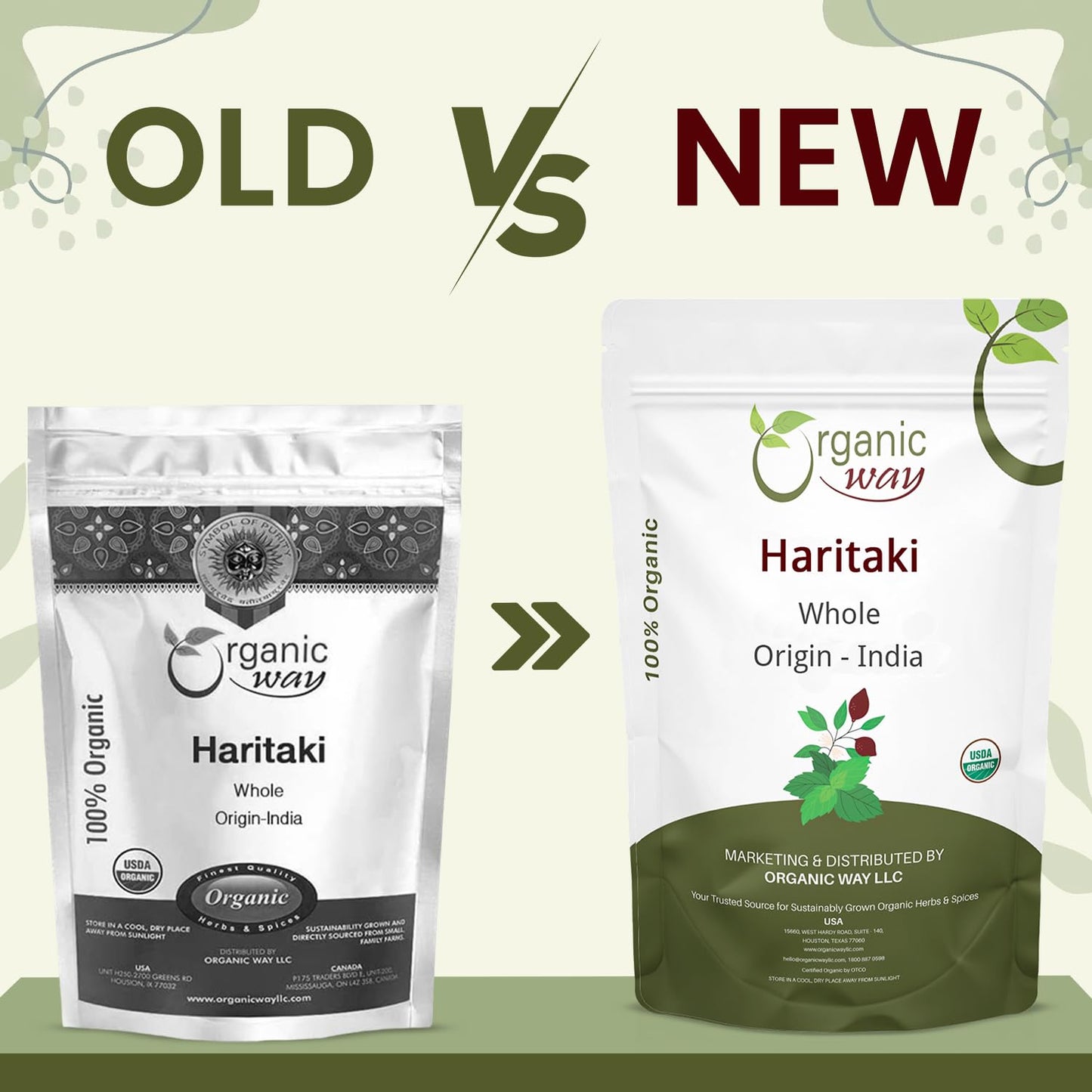 Organic Way Haritaki Whole USDA organic certification label
