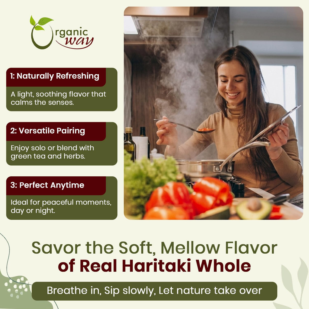Organic Way Haritaki Whole resealable pouch packaging