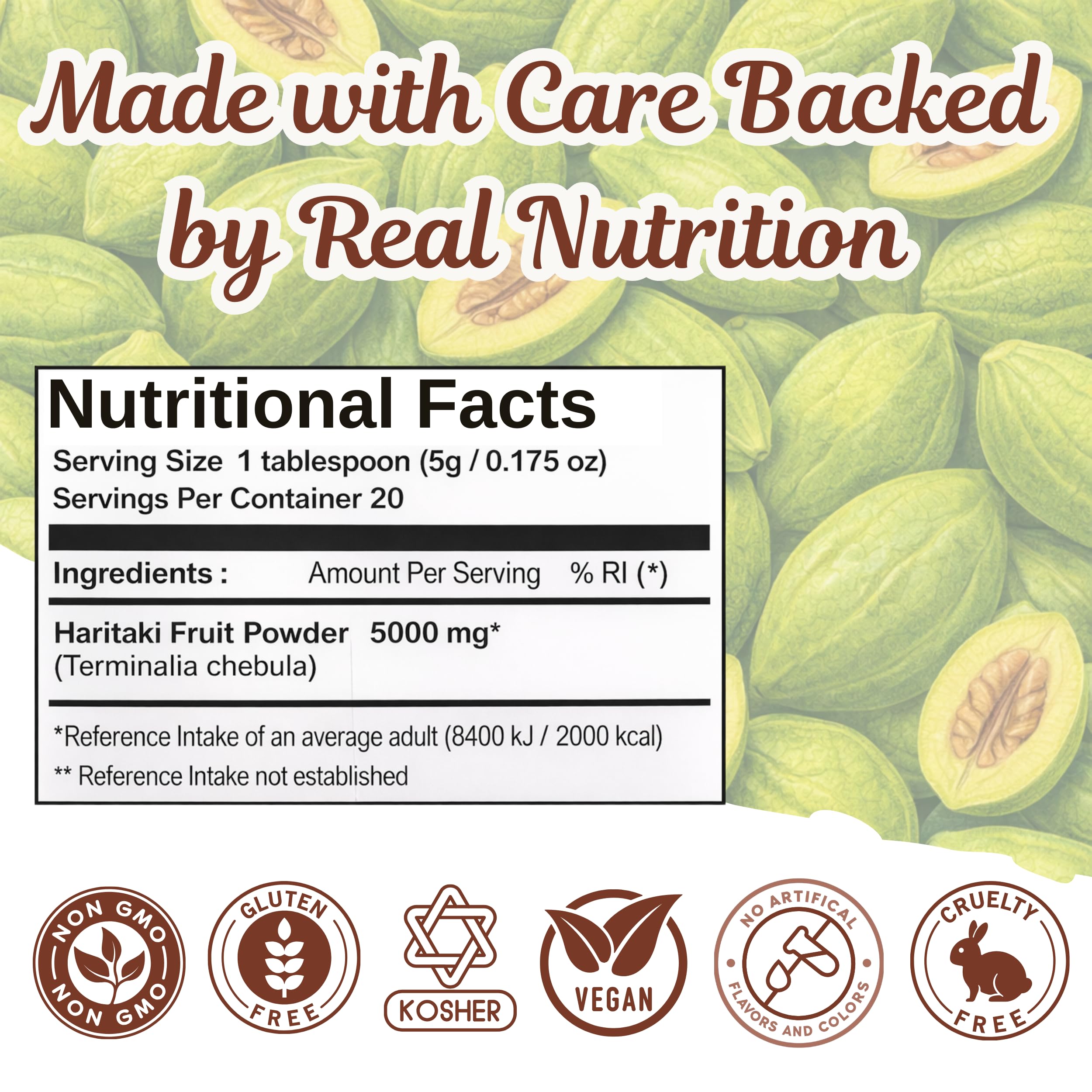Basic Ayurveda Haritaki Harad Powder label details