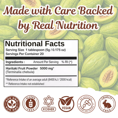 Basic Ayurveda Haritaki Harad Powder label details