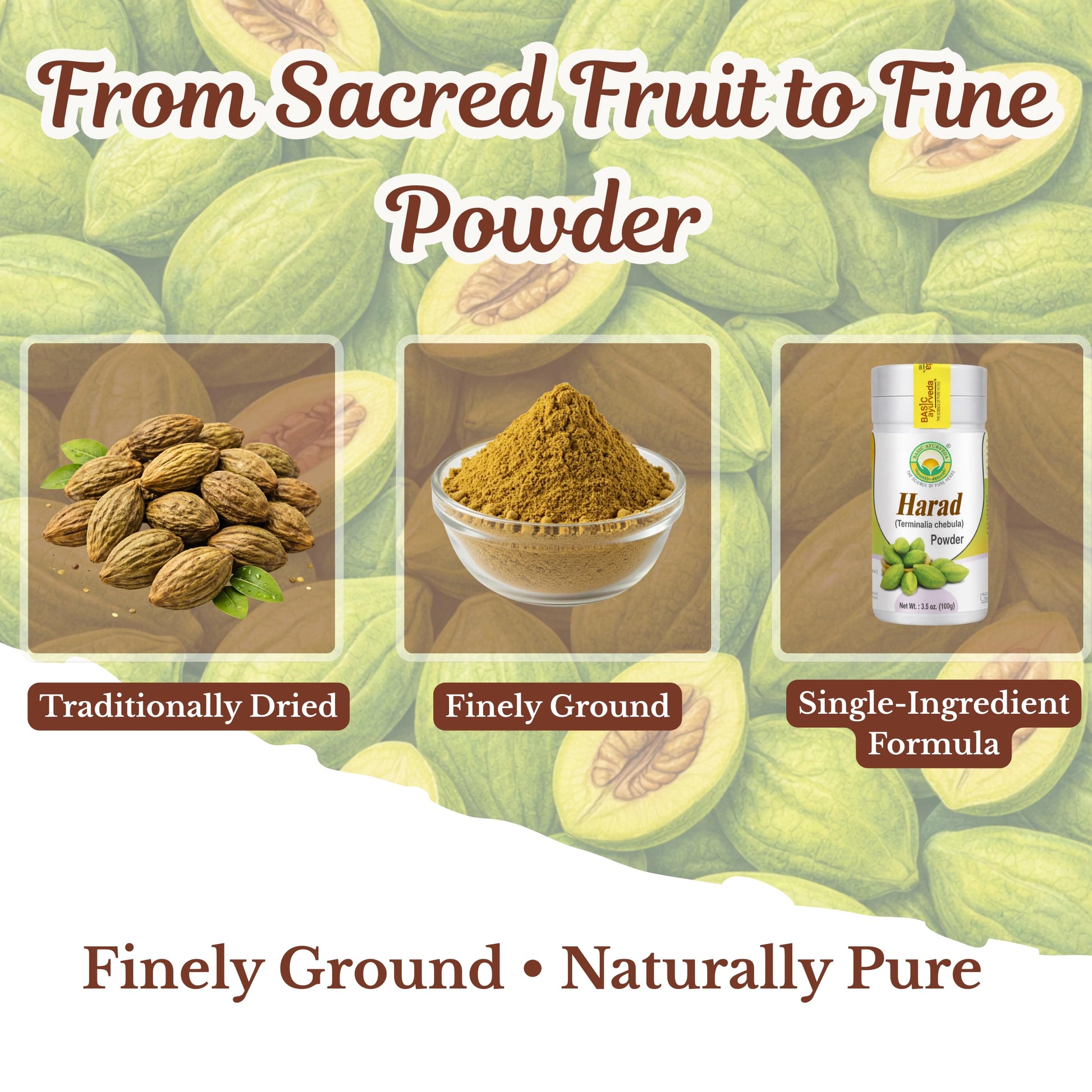 Basic Ayurveda Haritaki Harad Powder close up
