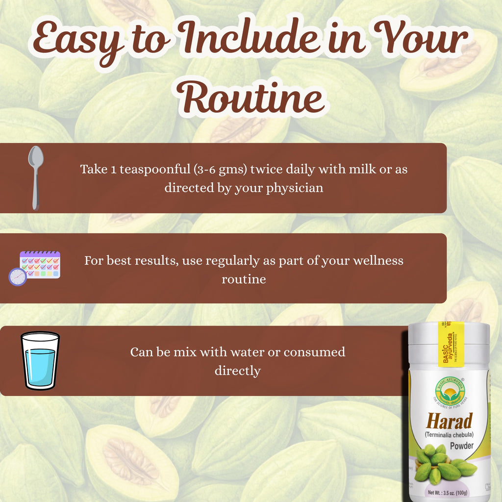 Basic Ayurveda Haritaki Harad Powder lifestyle application