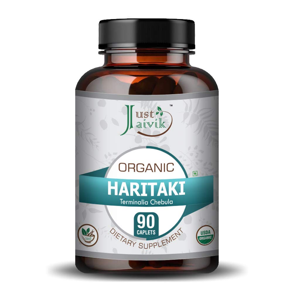 Just Jaivik Harad supplement caplets ingredient label and organic certification details