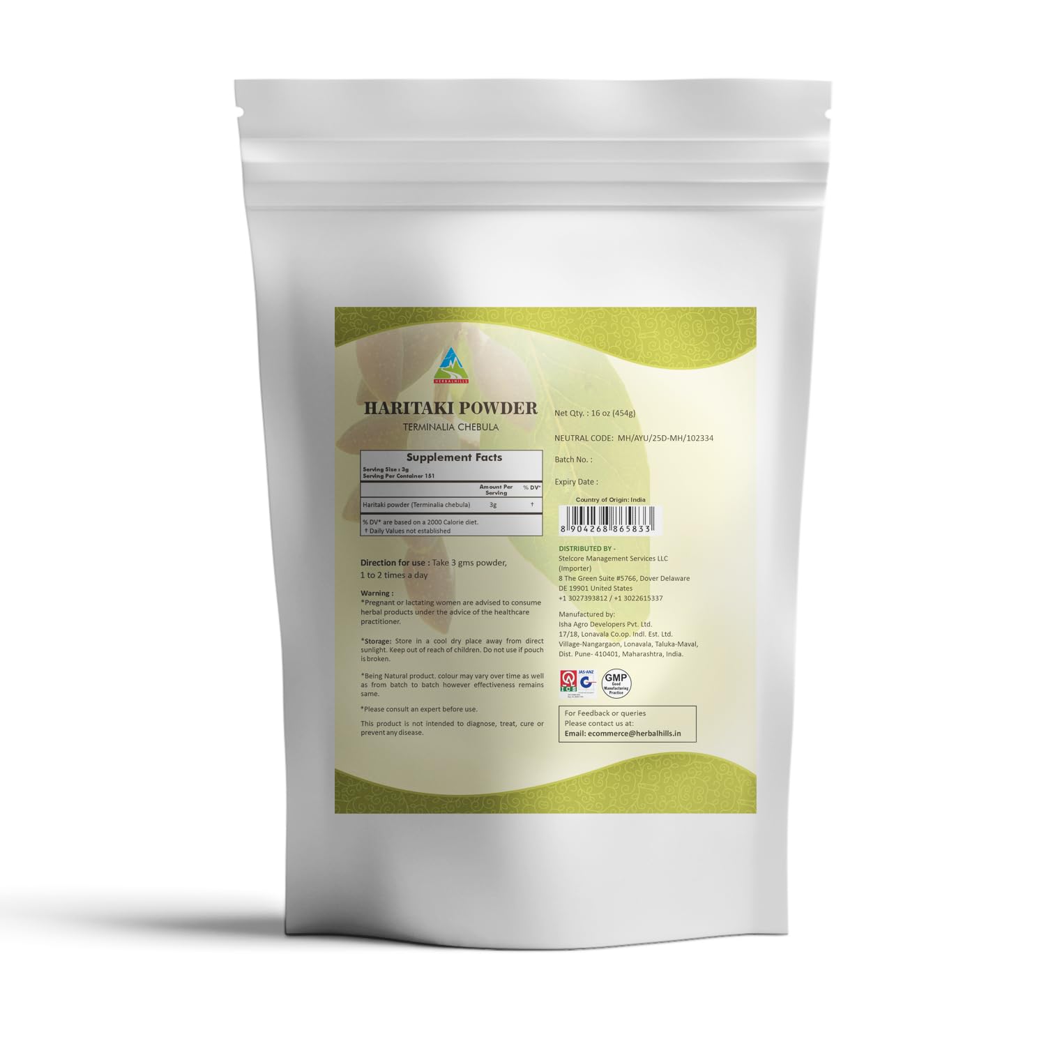 Herbal Hills Terminalia Chebula powder texture close up
