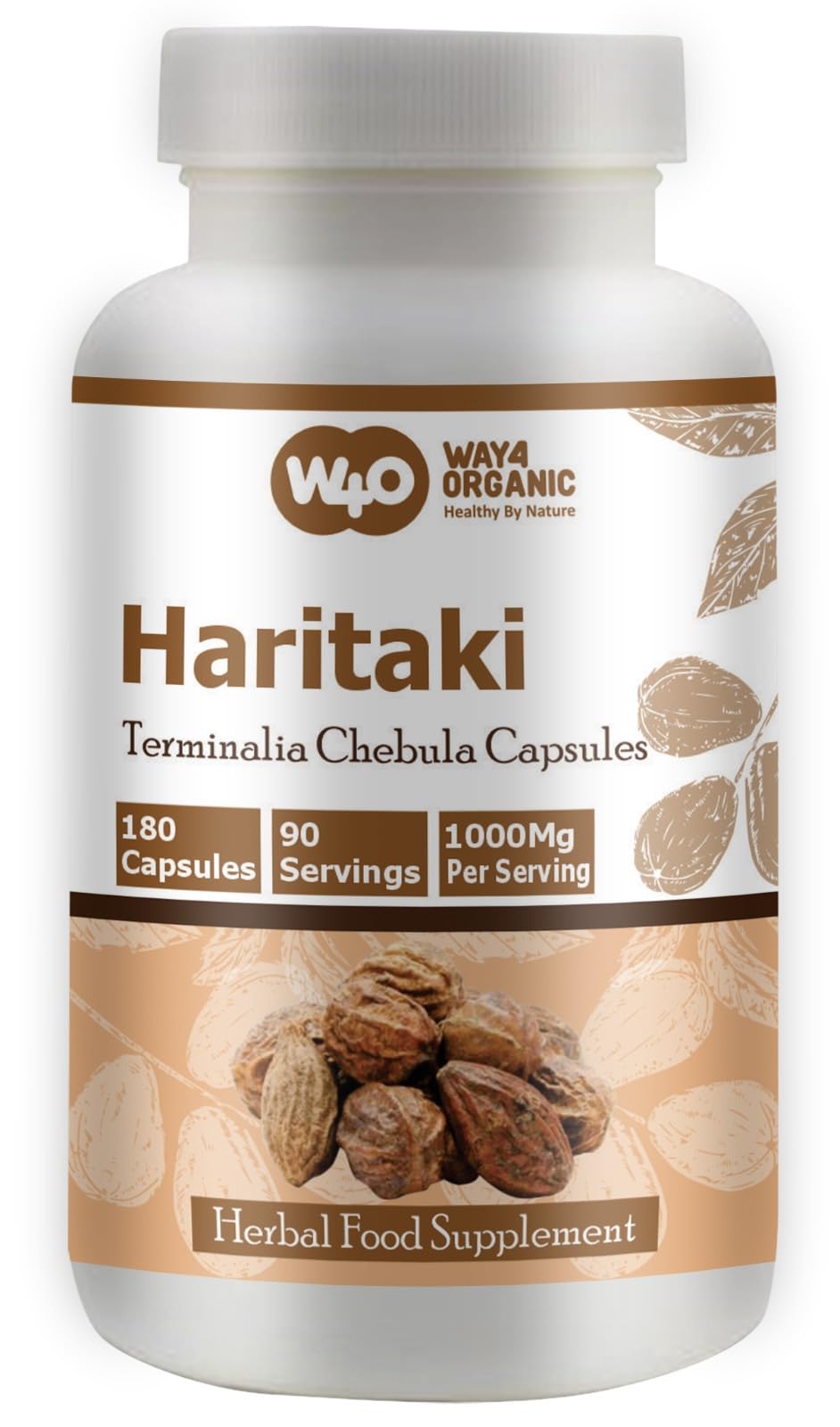 Way 4 Organic Haritaki 180 capsules supplement label details