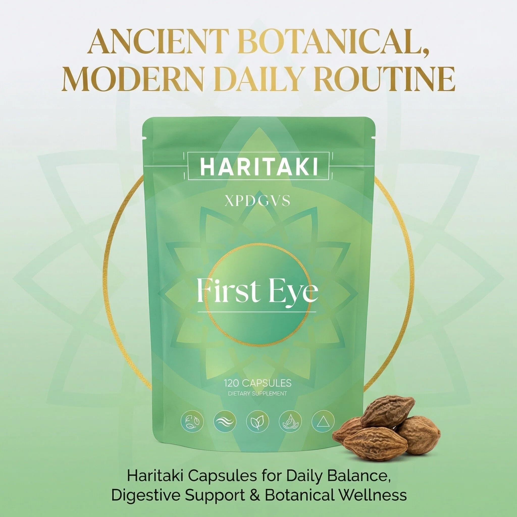 Holyco Health Haritaki 120 Capsules supplement bottle branding