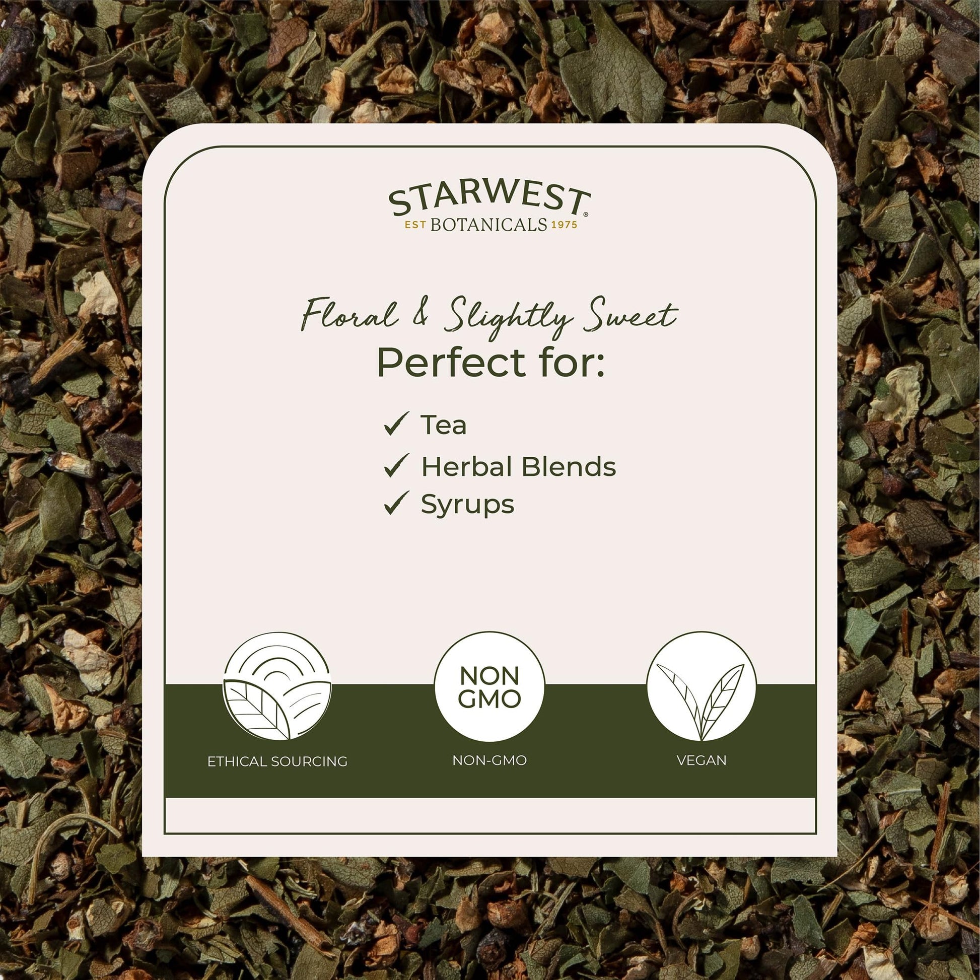 Authentic Starwest Botanicals organic hawthorn leaves and flowers four ounce package back label