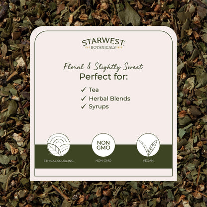 Authentic Starwest Botanicals organic hawthorn leaves and flowers four ounce package back label