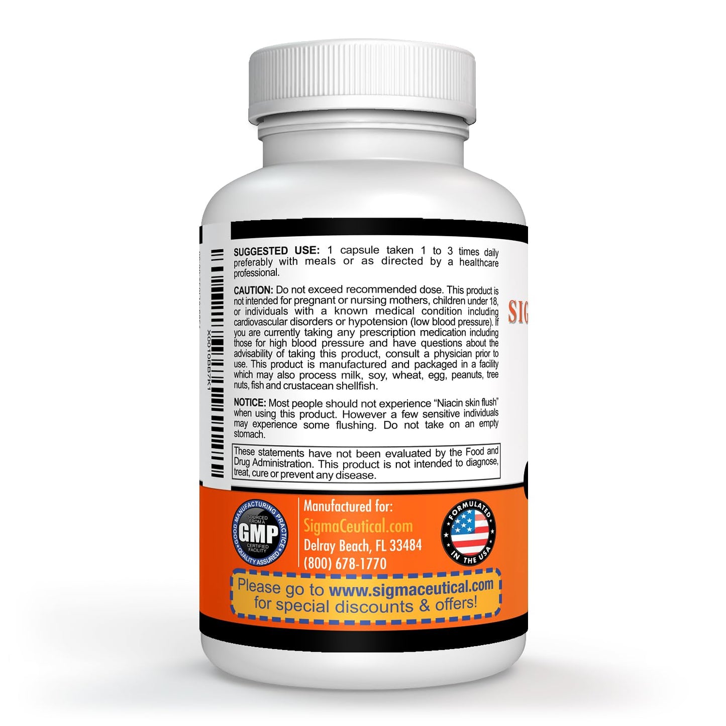Authentic Sigmaceutical cardiovascular support formula container closure with security seal