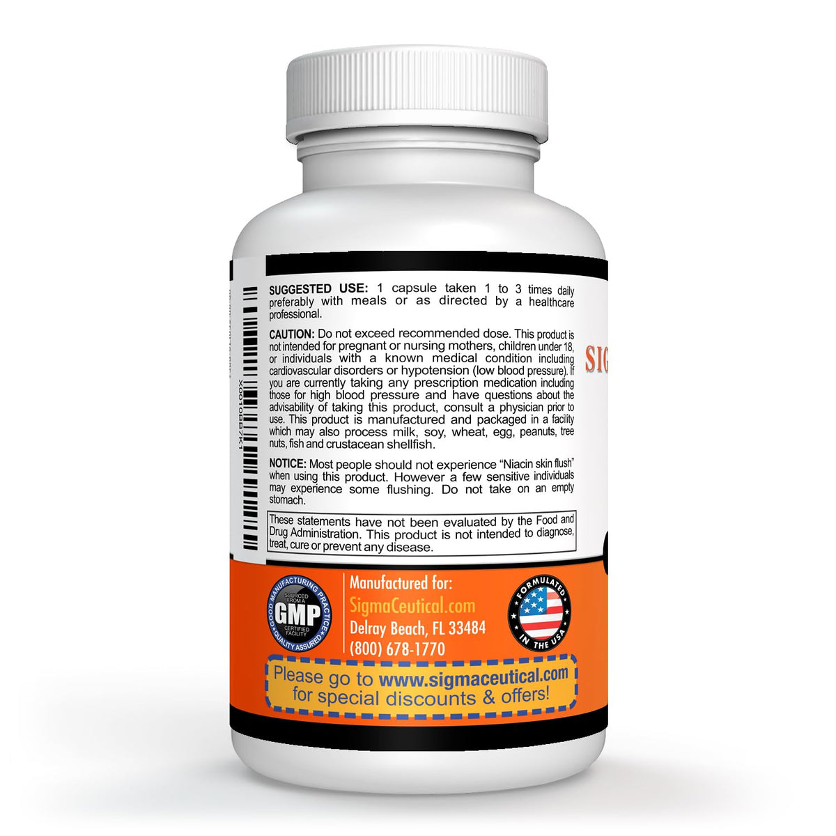 Authentic Sigmaceutical cardiovascular support formula container closure with security seal