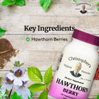 Authentic USA imported Christopher's Original Formulas Hawthorn Berry dietary supplement packaging side view.