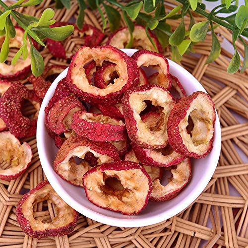 Dried seedless hawthorn slices showing characteristic hollow circle shape