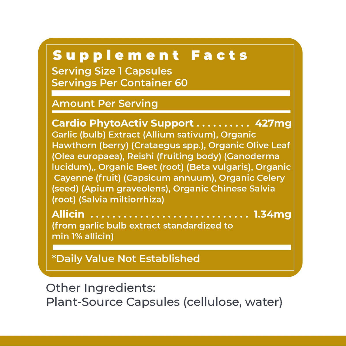 Natural heart health formula bottle by Premier Research Labs on a clean display background.